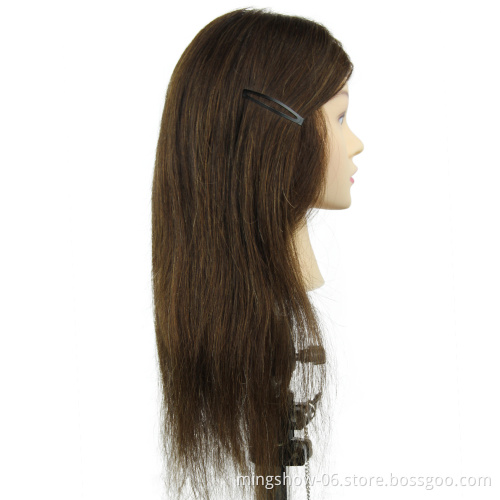 100% Real Human Hair Brown Straight Hair Training Head Hairdressing Practice Training Mannequin